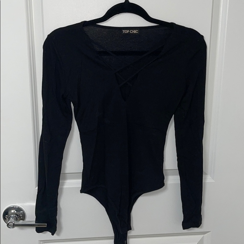 cross front long sleeve bodysuit